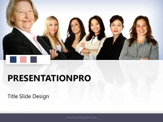 Diverse Women Team PowerPoint Template title slide design