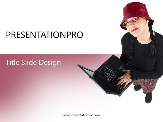Computer Chic Red PowerPoint Template title slide design