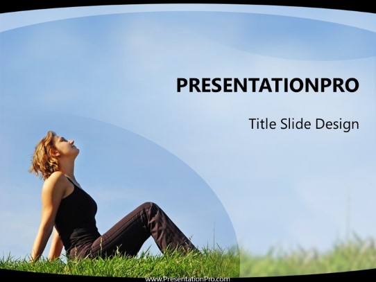 Woman In Grass PowerPoint Template title slide design