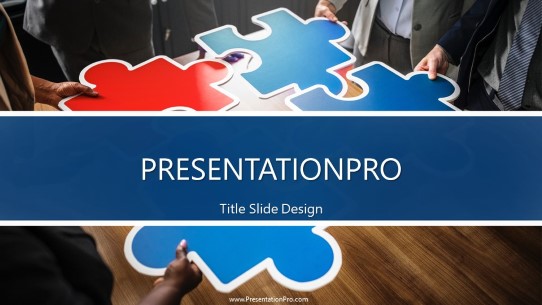 Puzzle Four Cutouts Widescreen PowerPoint Template title slide design