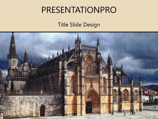 Cathedral Painting PowerPoint Template title slide design