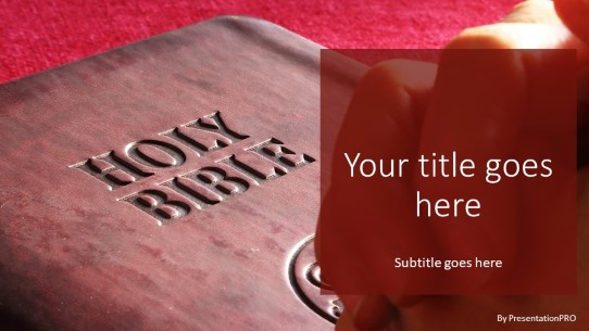 Pray Over Bible Widescreen PowerPoint Template title slide design