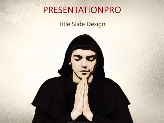 Praying Monk PowerPoint Template title slide design