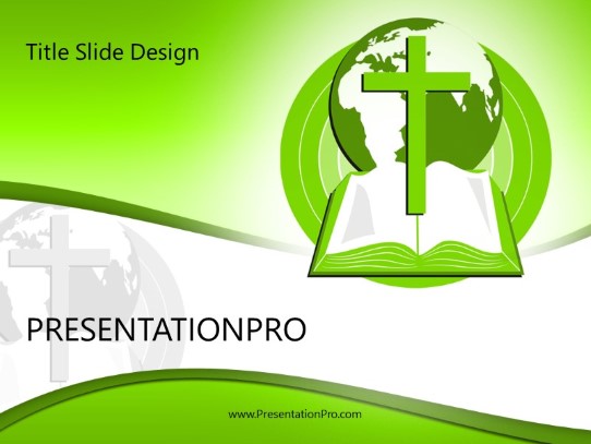World Religion Green PowerPoint Template title slide design