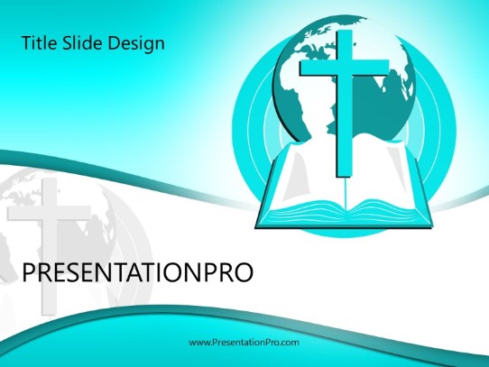 World Religion Teal PowerPoint Template title slide design