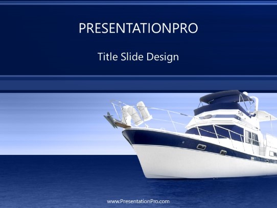 Blue Boat PowerPoint Template title slide design