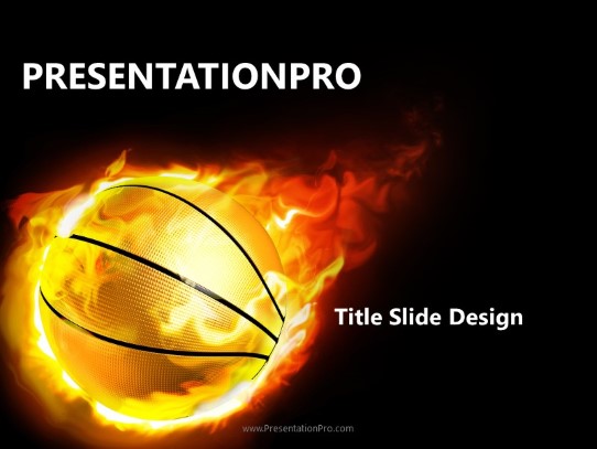 Flaming Basketball PowerPoint Template title slide design
