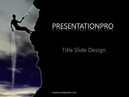 Mountain Climber In Clouds PowerPoint Template title slide design