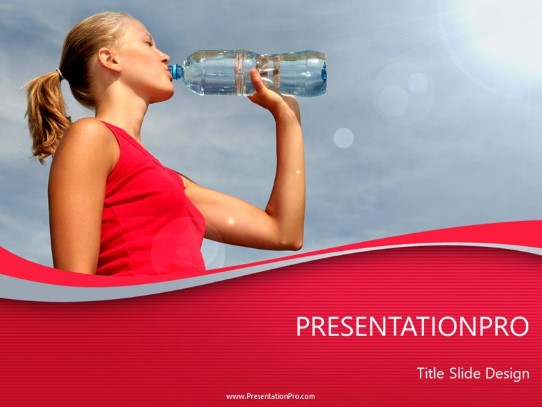 Woman Drinking Water PowerPoint Template title slide design