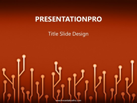 Circuitboard Orange PowerPoint Template title slide design