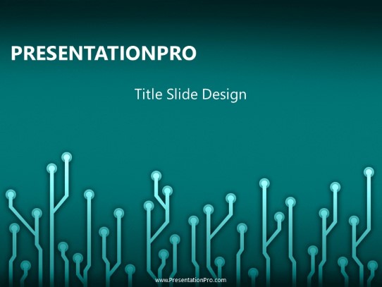 Circuitboard Teal PowerPoint Template title slide design