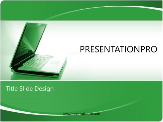 Laptop Style Green PowerPoint Template title slide design