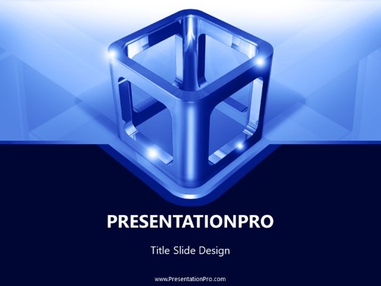Metal Cube Blue PowerPoint Template title slide design
