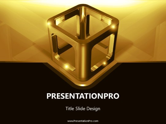 Metal Cube Gold PowerPoint Template title slide design