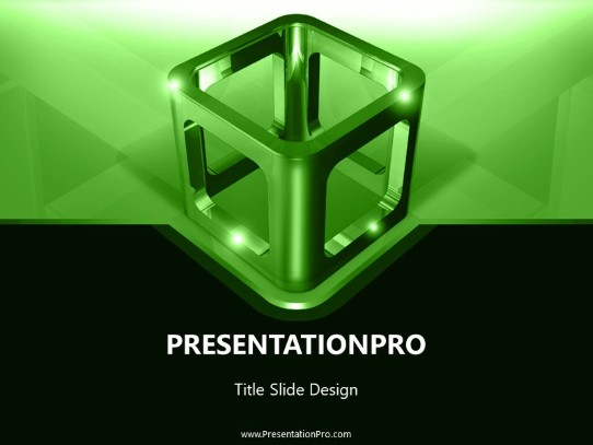 Metal Cube Green PowerPoint Template title slide design