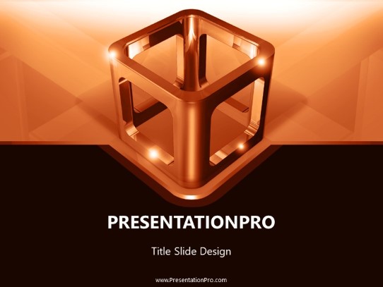 Metal Cube Orange PowerPoint Template title slide design
