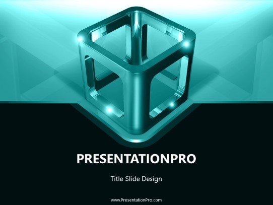 Metal Cube Teal PowerPoint Template title slide design