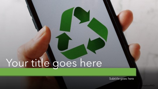 Mobile Recycle PowerPoint Template title slide design