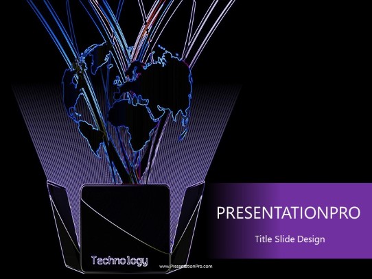 Neon Technology World PowerPoint Template title slide design