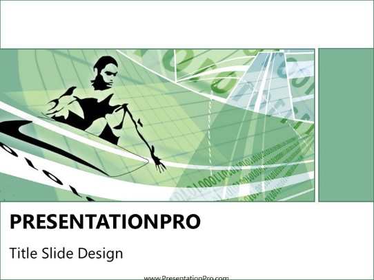 Online14 Green PowerPoint Template title slide design