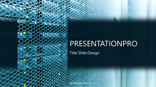 Server Rack Room Widescreen PowerPoint Template title slide design
