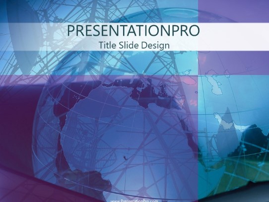 Worldcomm Purple PowerPoint Template title slide design