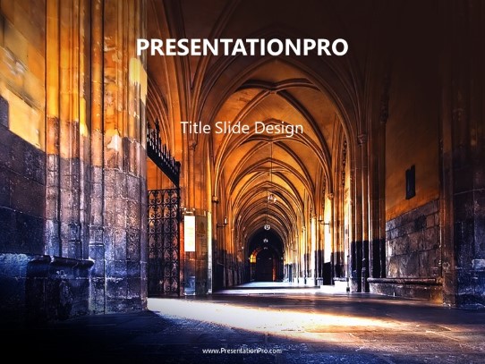 Arched Hall PowerPoint Template title slide design