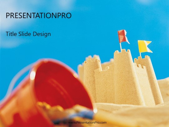 Sand Castle PowerPoint Template title slide design
