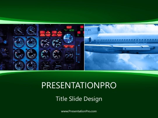 Cockpit Green PowerPoint Template title slide design