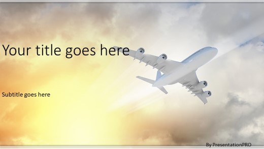 Flight In Clouds Widescreen PowerPoint Template title slide design