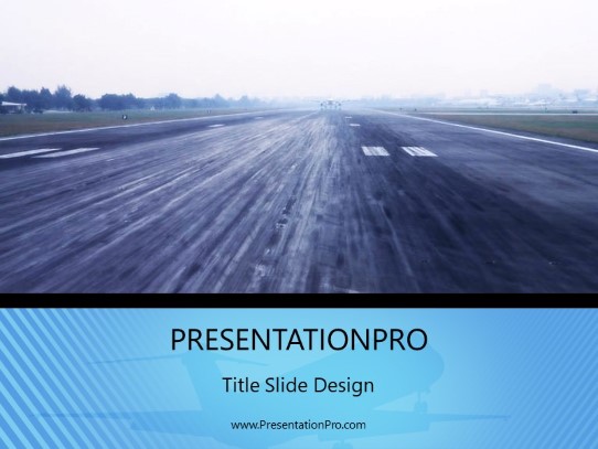 Landing Strip Cyan PowerPoint Template title slide design
