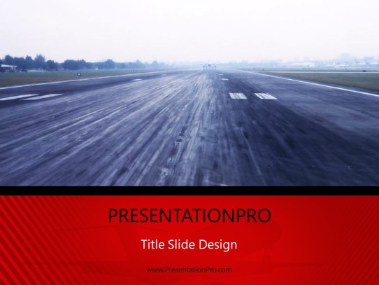 Landing Strip Red PowerPoint Template title slide design