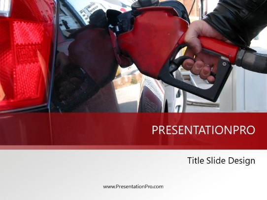 Pumping Gas Red PowerPoint Template title slide design