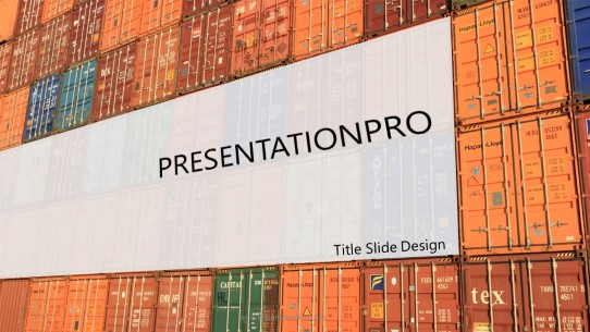 Shipping Containers Widescreen PowerPoint Template title slide design