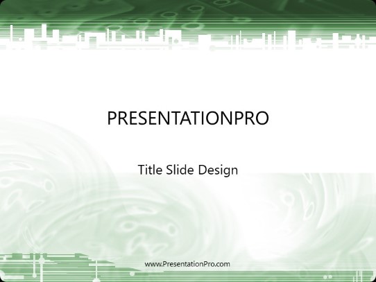 City Scape Green PowerPoint Template title slide design