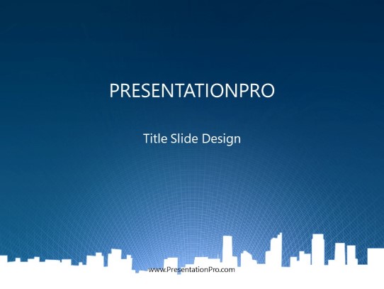 Downtown View Blue PowerPoint Template title slide design