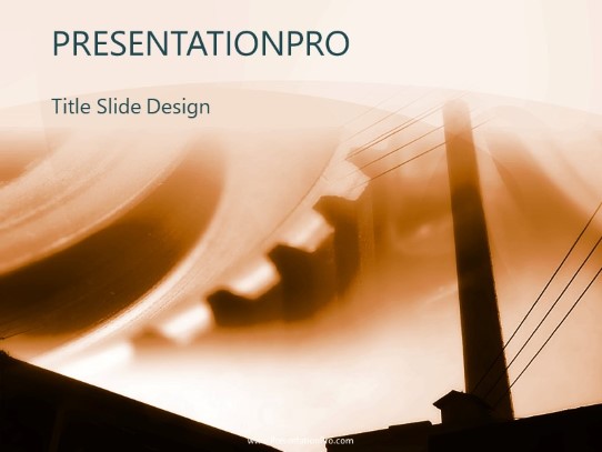 Factory Gears Orange PowerPoint Template title slide design