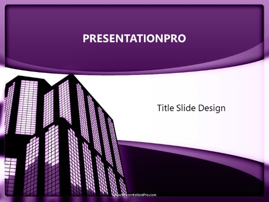 Building Purple PowerPoint Template title slide design