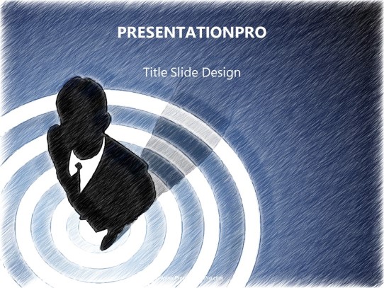 Bullseye Blue color pen PowerPoint Template title slide design