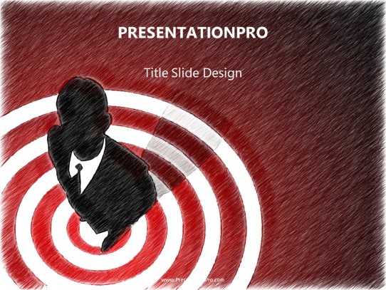 Bullseye Red color pen PowerPoint Template title slide design
