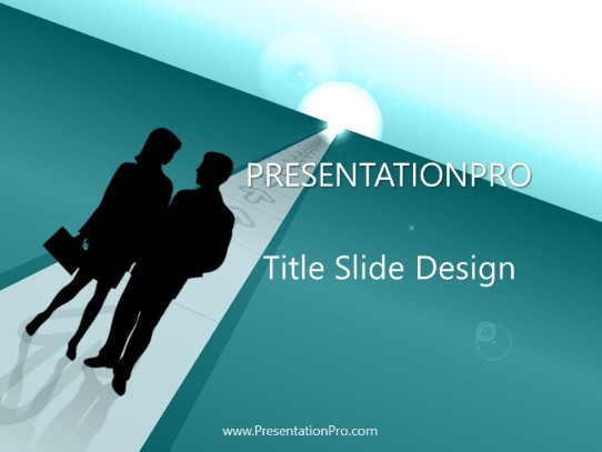 Business 04 Teal Male Female PowerPoint Template title slide design