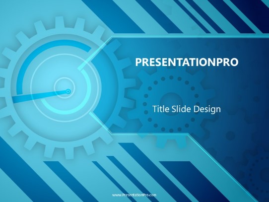 Gears Blue PowerPoint Template title slide design