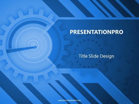 Gears Dkblue PowerPoint Template title slide design