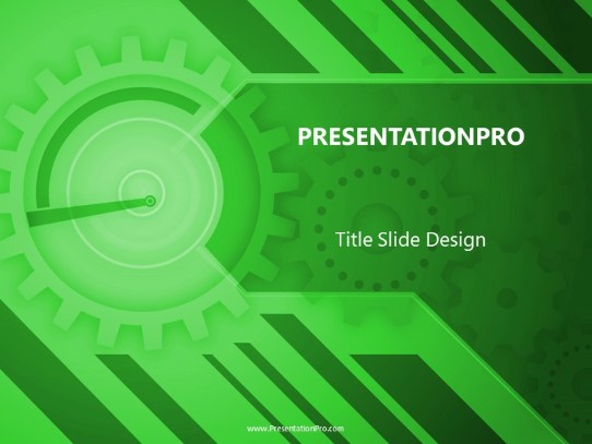 Gears Green PowerPoint Template title slide design