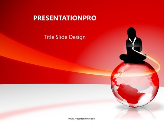 Globe Red PowerPoint Template title slide design
