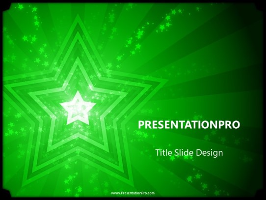 Stars Green PowerPoint Template title slide design