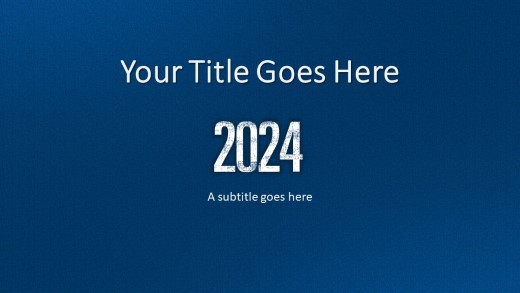 2024 Leathery Blue Widescreen PowerPoint Template title slide design