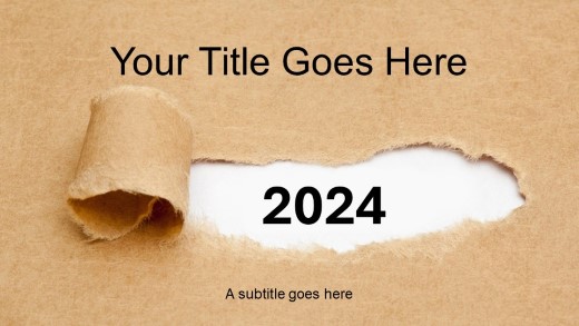 2024 Torn Paper Widescreen PowerPoint Template title slide design