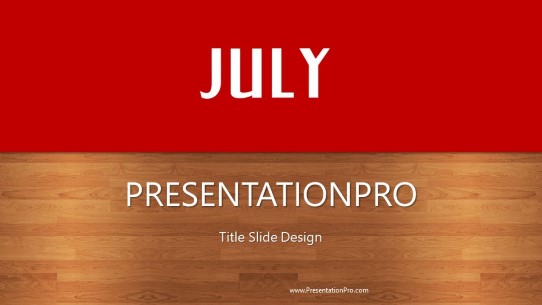 July Red Widescreen PowerPoint Template title slide design