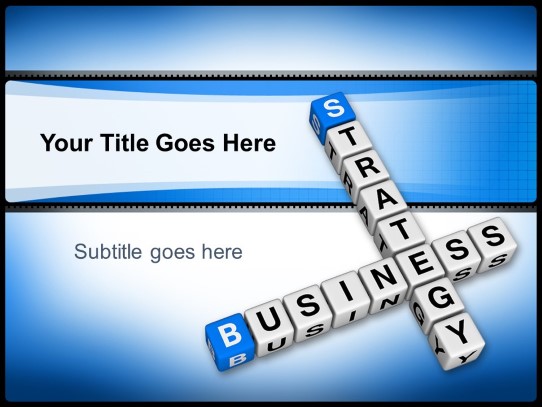 Business Strategy Crossword PowerPoint Template title slide design